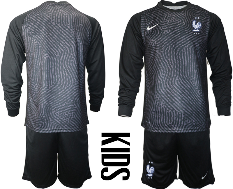 Youth 2021 European Cup France black Long sleeve goalkeeper Soccer Jersey